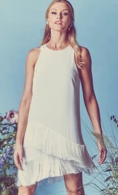 Mestizo BHLDN Scalia White Fringe Shift Dress
